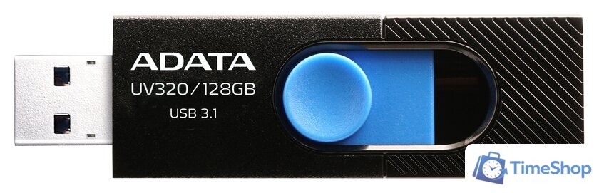 USB Flash ADATA UV320 128GB (черный/голубой) - Изображение №1 — Интернет-магазин Time-Shop