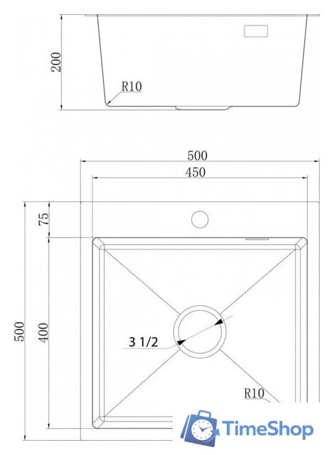 Кухонная мойка Ukinox PRB500.500-GT10C0CW - Изображение №3 — Интернет-магазин Time-Shop