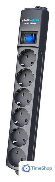 Сетевой фильтр Pilot S-Max (3 м, 6 розеток, серый) - Изображение №1 — Интернет-магазин Time-Shop
