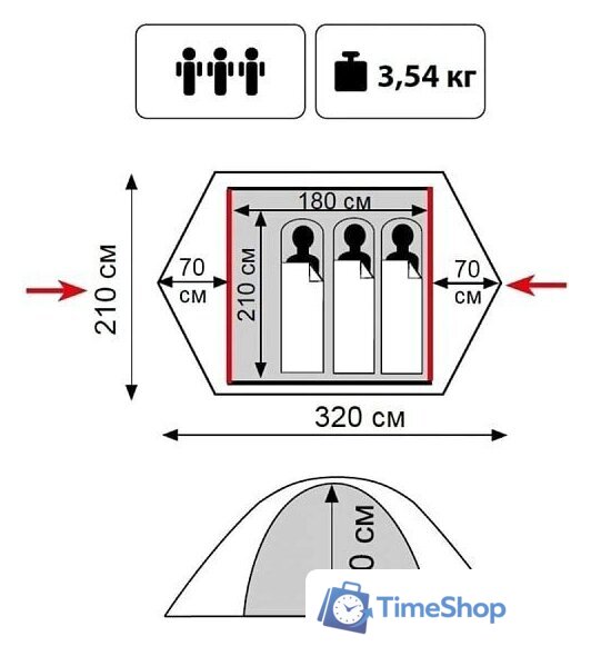 Кемпинговая палатка Tramp Lite Tourist 3 (зеленый) - Изображение №2 — Интернет-магазин Time-Shop