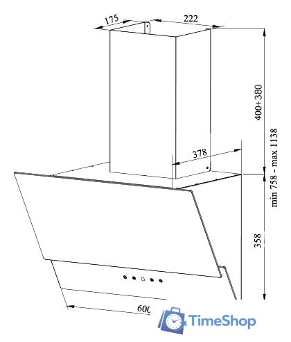 Кухонная вытяжка Grand Gloucester 60 (черный) - Изображение №2 — Интернет-магазин Time-Shop