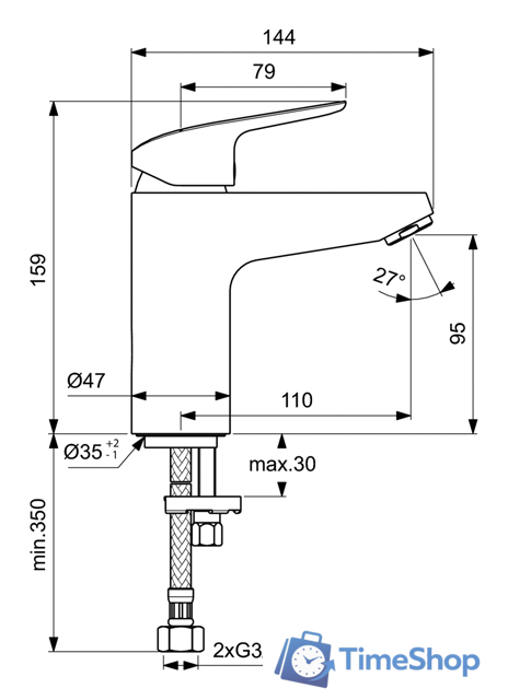 Смеситель Ideal Standard Ceraflex B1714AA - Изображение №2 — Интернет-магазин Time-Shop