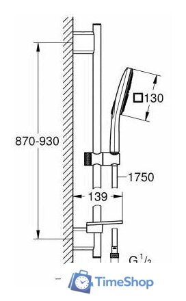 Душевой гарнитур  Grohe Rainshower SmartActive Cube 130 26586LS0 - Изображение №2 — Интернет-магазин Time-Shop