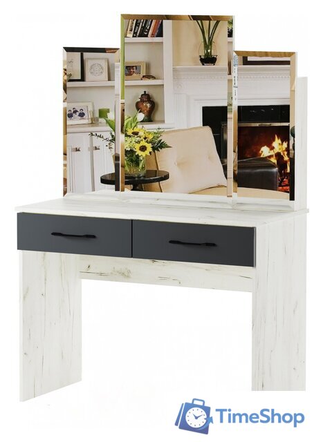 Туалетный столик с зеркалом Памир Беатрис (крафт белый/антрацит) - Изображение №1 — Интернет-магазин Time-Shop