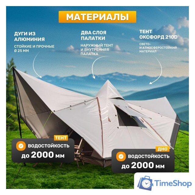 Кемпинговая палатка Sundays ZC-TT106 (коричневый/желтый) - Изображение №2 — Интернет-магазин Time-Shop