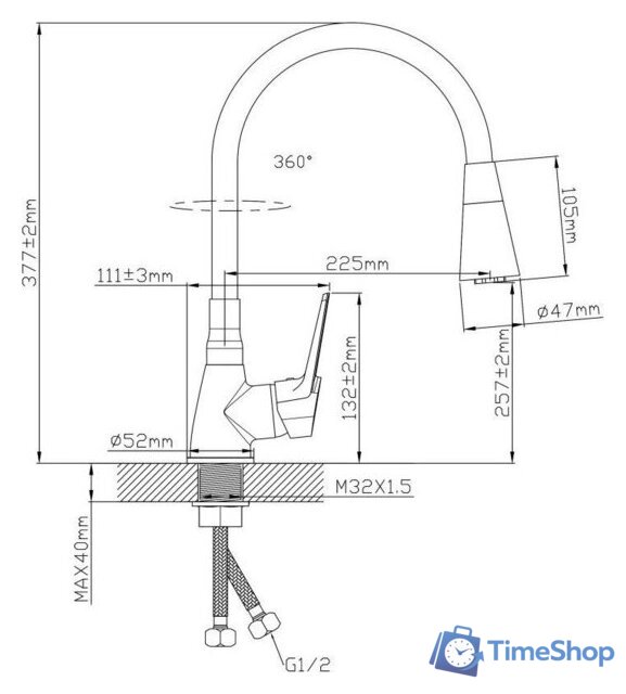 Смеситель Econoce D35-A 570 EC0574BL (черный) - Изображение №2 — Интернет-магазин Time-Shop