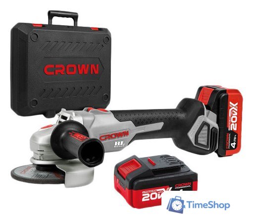 Угловая шлифмашина Crown CT23001-125HX-4 BMC (с 2-мя АКБ) - Изображение №1 — Интернет-магазин Time-Shop