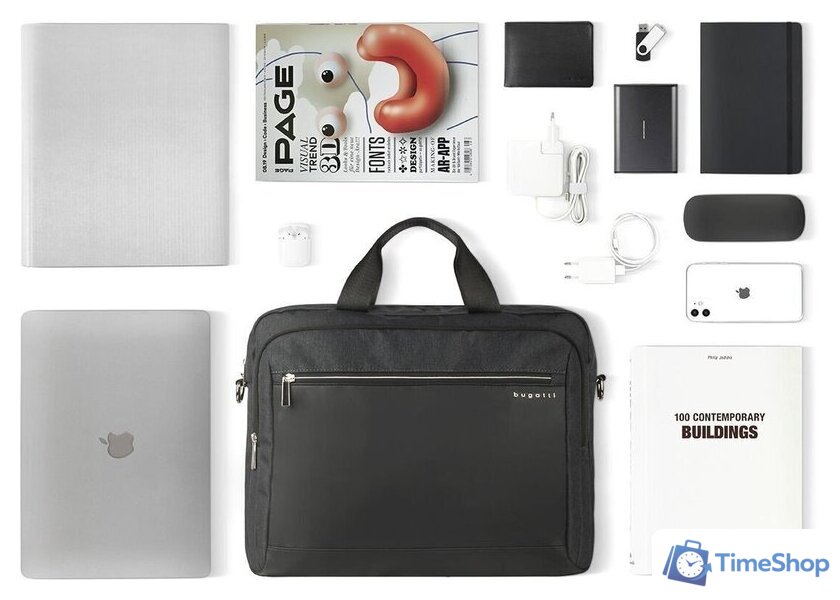 Портфель Bugatti Sera 49630213 (антрацитовый) - Изображение №6 — Интернет-магазин Time-Shop