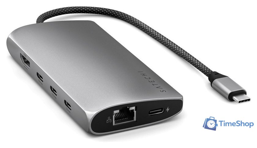 Док-станция Satechi USB-C Multiport Adapter 8K With Ethernet V3 ST-P8KEM (серый) - Изображение №2 — Интернет-магазин Time-Shop