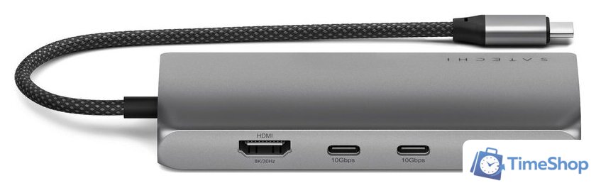 Док-станция Satechi USB-C Multiport Adapter 8K With Ethernet V3 ST-P8KEM (серый) - Изображение №3 — Интернет-магазин Time-Shop