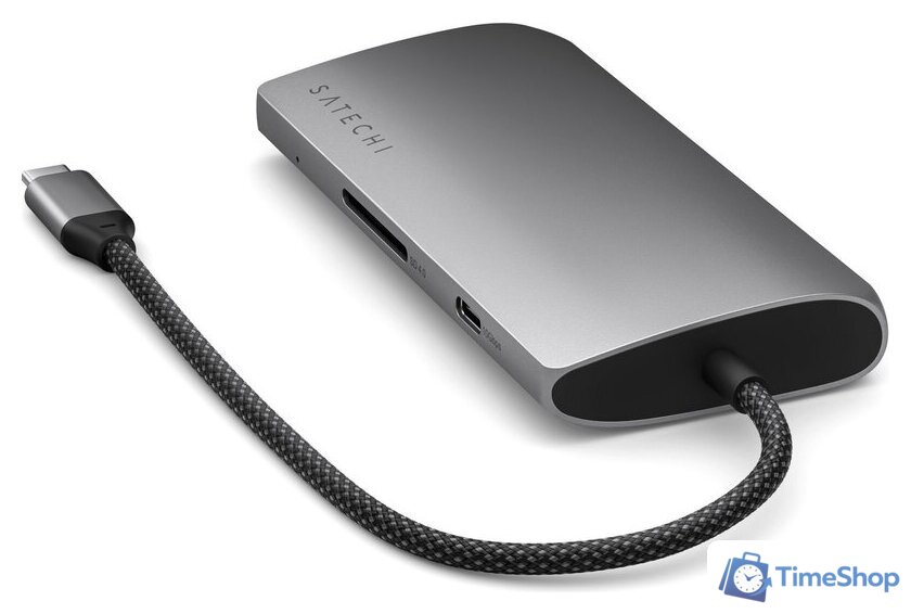 Док-станция Satechi USB-C Multiport Adapter 8K With Ethernet V3 ST-P8KEM (серый) - Изображение №4 — Интернет-магазин Time-Shop