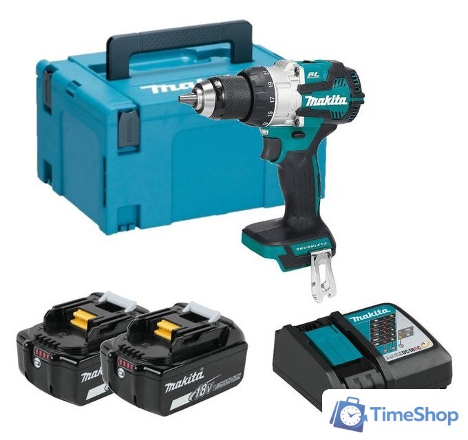Ударная дрель-шуруповерт Makita DHP489RTJ (с 2-мя АКБ, кейс) - Изображение №1 — Интернет-магазин Time-Shop