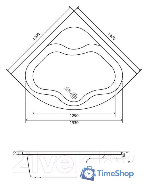 Ванна Lauter Majestica 140x140 21040140 (с ножками) - Изображение №15 — Интернет-магазин Time-Shop