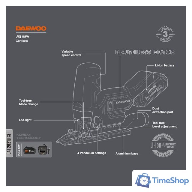 Электролобзик Daewoo Power DAJ 2621Li Set (с 1-им АКБ) - Изображение №3 — Интернет-магазин Time-Shop