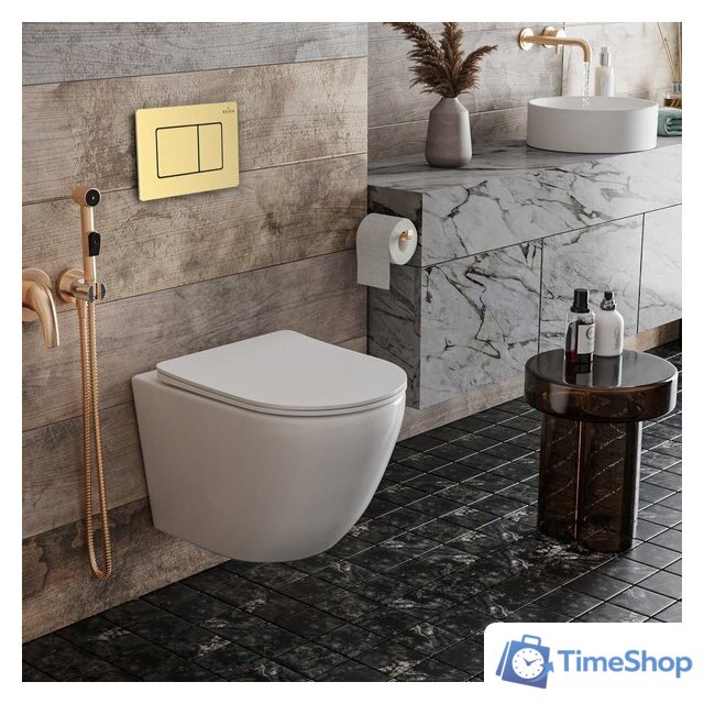 Унитаз подвесной Roxen Antares Tornado в комплекте с инсталляцией StounFix Dual Fresh 6 в 1 968463 (кнопка: брашированное золото) - Изображение №2 — Интернет-магазин Time-Shop