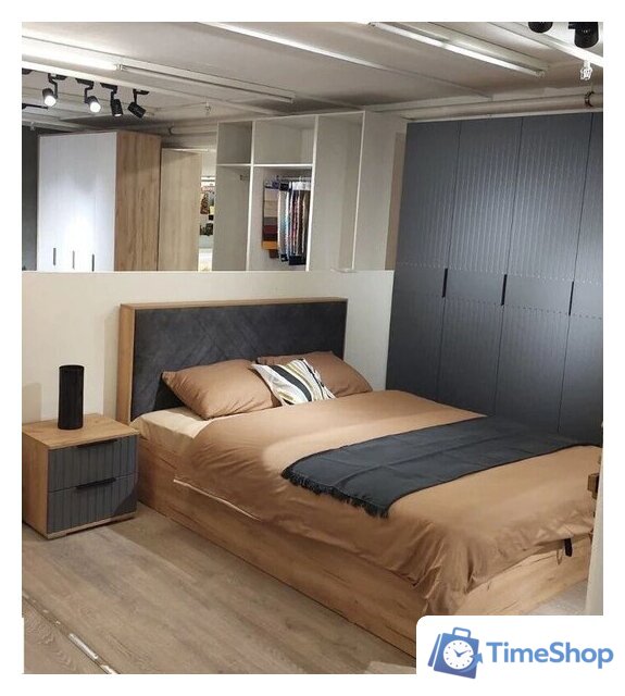 Кровать Трия Хилтон универсальная тип 1 160x200 (дуб крафт золотой/велюр серый) - Изображение №9 — Интернет-магазин Time-Shop