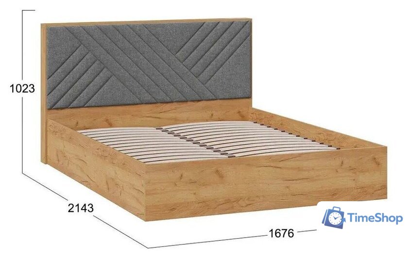 Кровать Трия Хилтон универсальная тип 1 160x200 (дуб крафт золотой/велюр серый) - Изображение №3 — Интернет-магазин Time-Shop