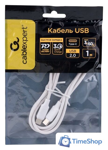 Кабель Cablexpert USB Type-C - USB Type-C CC-USB2-CMCM-60-1M-W (1 м, белый) - Изображение №3 — Интернет-магазин Time-Shop