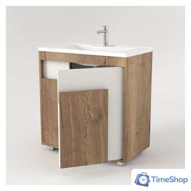  Дабер Тумба под умывальник 015 Andrea Elen 80 Т15.8A.0.21 (дуб галифакс/белый) - Изображение №3 — Интернет-магазин Time-Shop