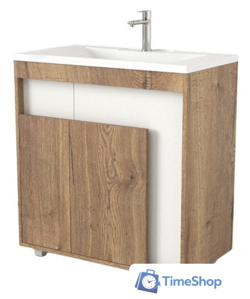  Дабер Тумба под умывальник 015 Andrea Elen 80 Т15.8A.0.21 (дуб галифакс/белый) - Изображение №1 — Интернет-магазин Time-Shop