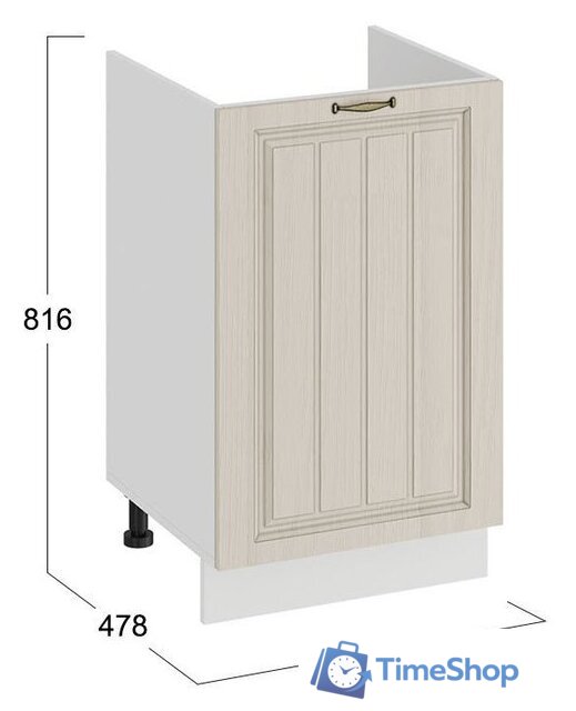 Шкаф напольный Трия Лина 1Н5М (белый/кремовый) - Изображение №3 — Интернет-магазин Time-Shop
