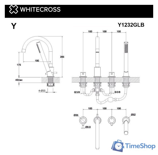 Смеситель Whitecross Y Y1232GL (золото) - Изображение №3 — Интернет-магазин Time-Shop