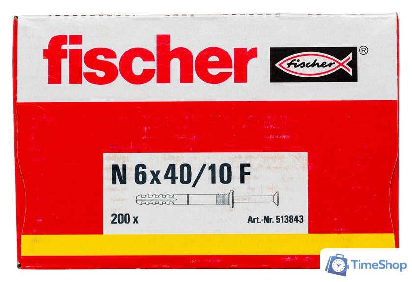 Дюбель-гвоздь Fischer N 6 x 40/10 F 513843 (200 шт) - Изображение №4 — Интернет-магазин Time-Shop