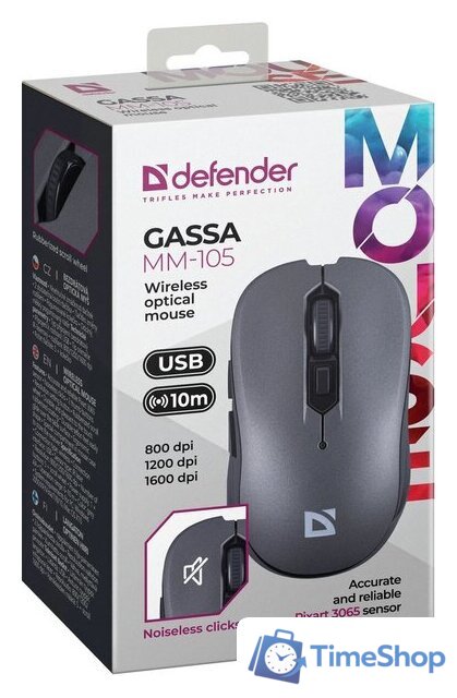 Мышь Defender Gassa MM-105 (серый) - Изображение №5 — Интернет-магазин Time-Shop