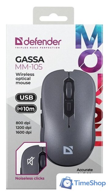 Мышь Defender Gassa MM-105 (серый) - Изображение №6 — Интернет-магазин Time-Shop