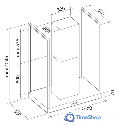 Кухонная вытяжка Falmec Europa Fasteel Island 120 800 м3/ч (нержавеющая сталь) - Изображение №8 — Интернет-магазин Time-Shop