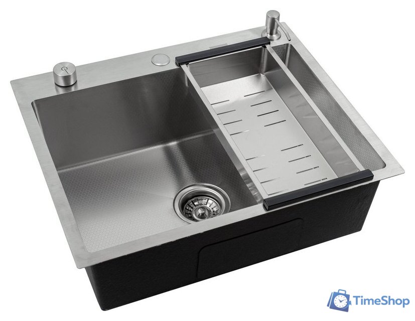 Кухонная мойка Futur FK 6050 Eco Embossing Pop-up Board plus (Satin) - Изображение №3 — Интернет-магазин Time-Shop