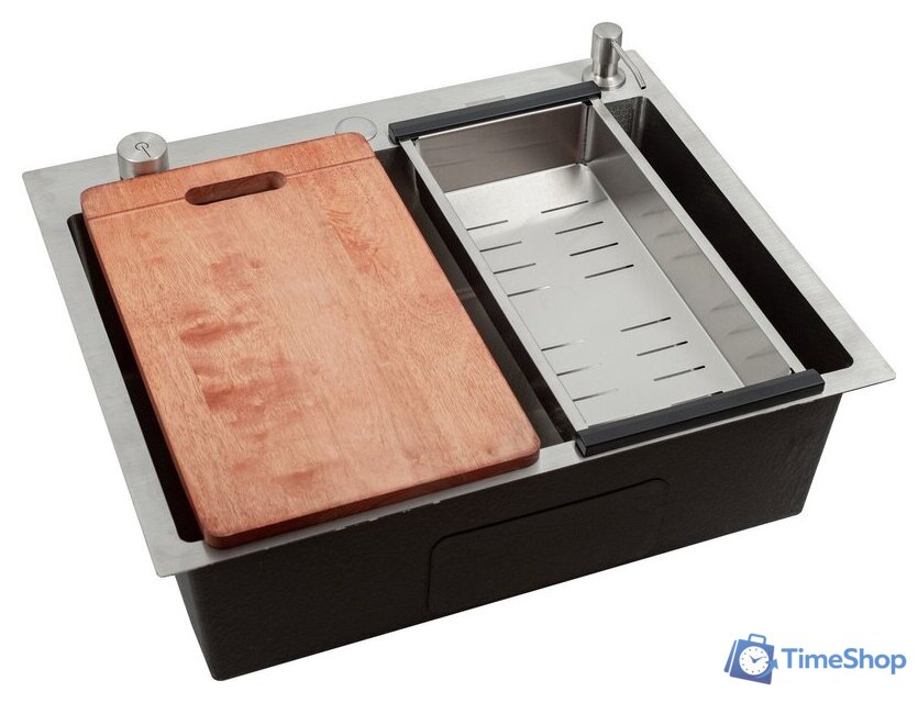 Кухонная мойка Futur FK 6050 Eco Embossing Pop-up Board plus (Satin) - Изображение №2 — Интернет-магазин Time-Shop