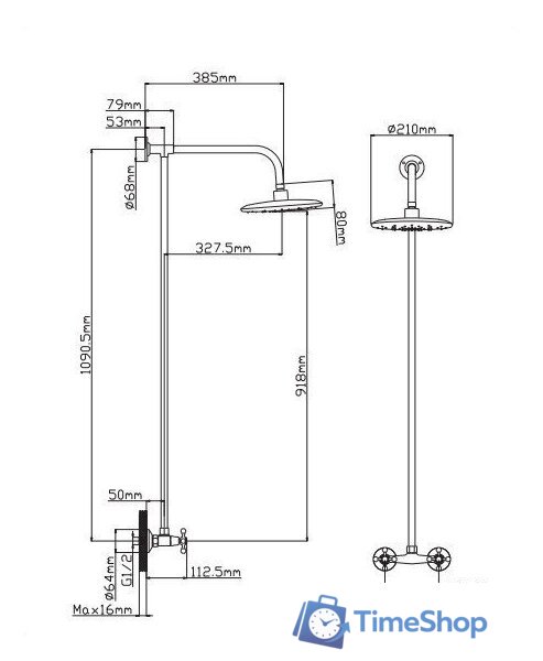 Душевая система  Diadonna D334-65 - Изображение №2 — Интернет-магазин Time-Shop