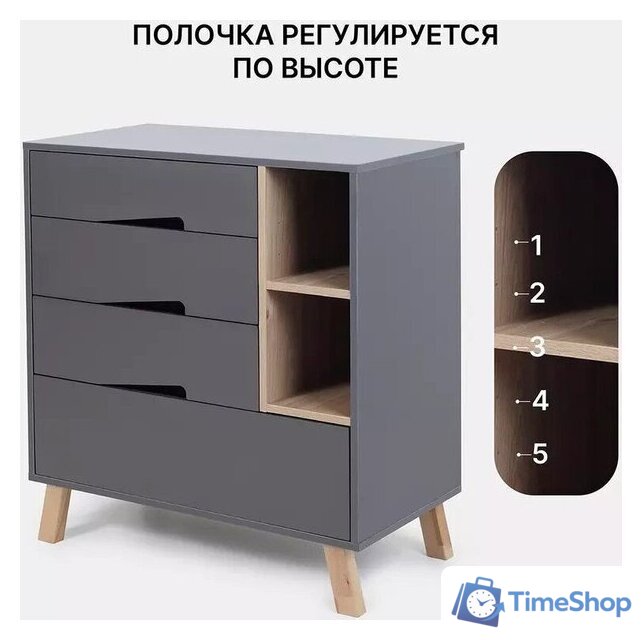 Детский комод Rant Lago Pro 800/4 (moon grey) - Изображение №9 — Интернет-магазин Time-Shop
