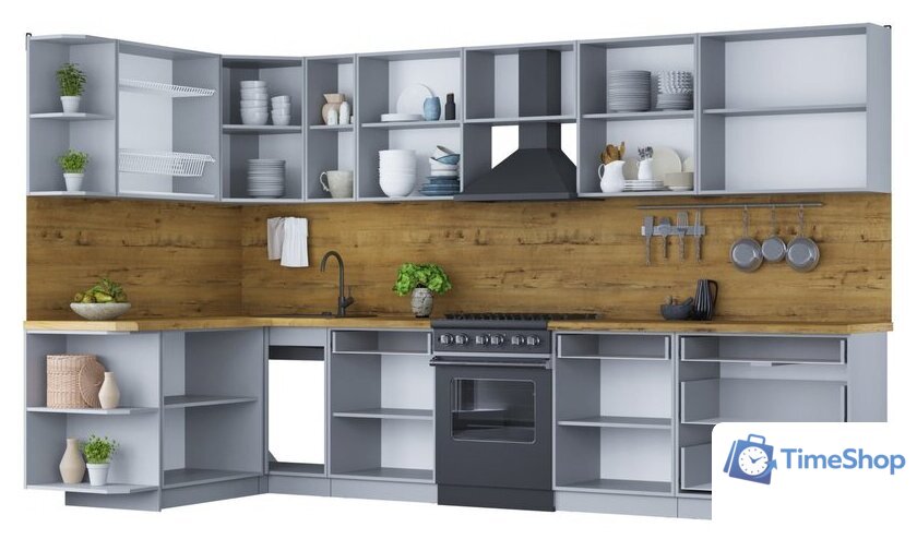 Готовая кухня Интерлиния Мила Шато 1.7x3.5 левая (пепел/пепел/опал светлый) - Изображение №2 — Интернет-магазин Time-Shop