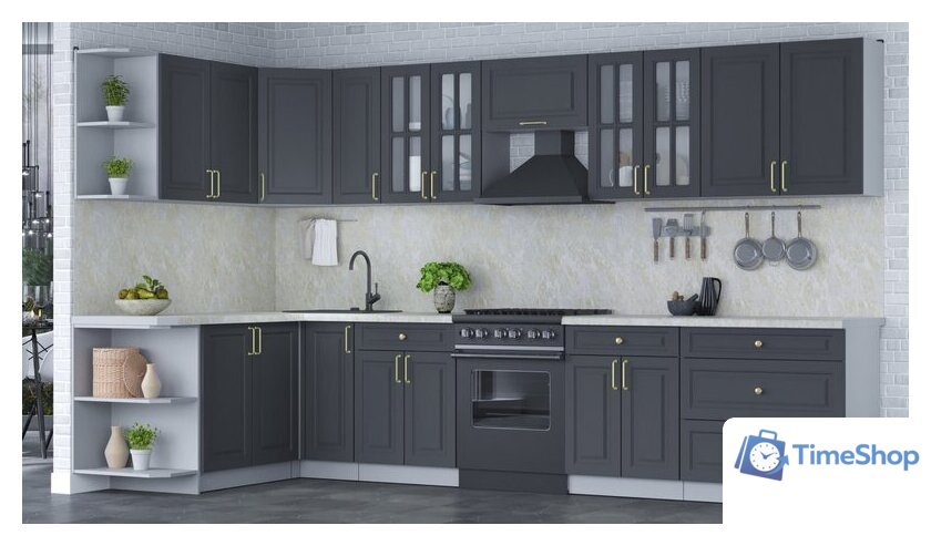 Готовая кухня Интерлиния Мила Шато 1.7x3.5 левая (пепел/пепел/опал светлый) - Изображение №4 — Интернет-магазин Time-Shop