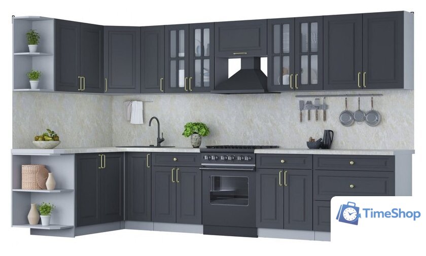 Готовая кухня Интерлиния Мила Шато 1.7x3.5 левая (пепел/пепел/опал светлый) - Изображение №1 — Интернет-магазин Time-Shop