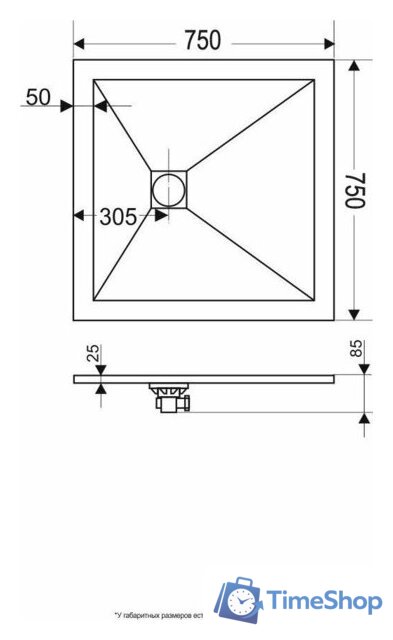 Душевой поддон RGW ST-W 750x750 - Изображение №4 — Интернет-магазин Time-Shop