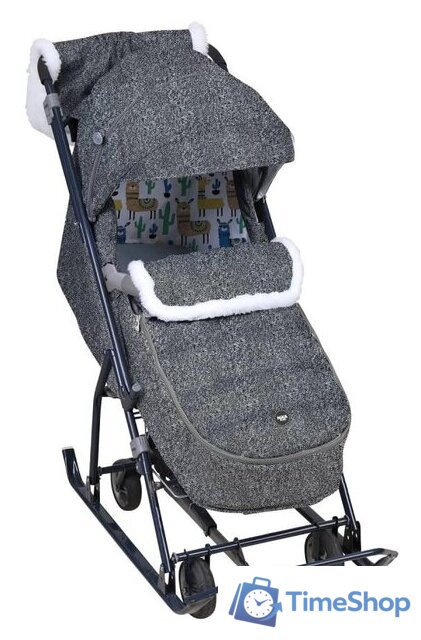 Санки-коляска Nika Наши детки 6 НДТ6/1 (серый/ламы) - Изображение №1 — Интернет-магазин Time-Shop