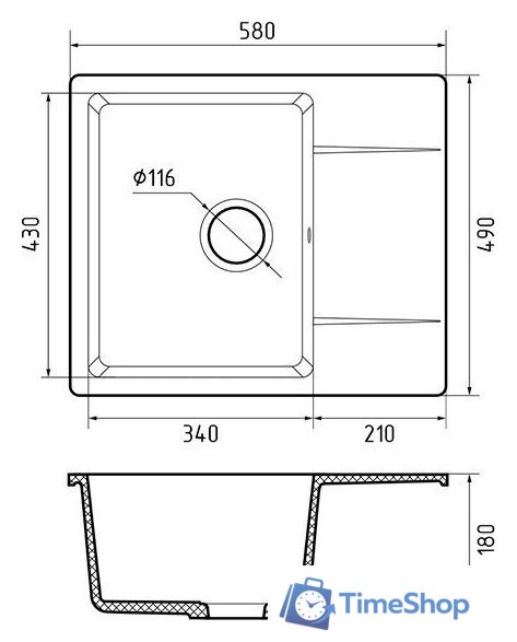 Кухонная мойка GranFest Urban GF-UR-258L (черный) - Изображение №3 — Интернет-магазин Time-Shop
