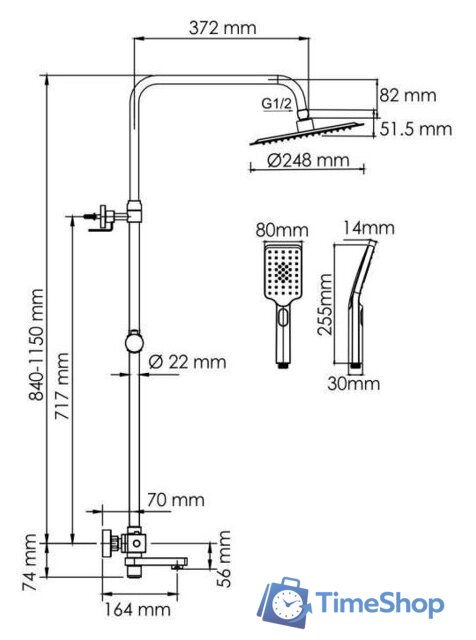 Душевая система  Wasserkraft A199.259.201.BG Thermo - Изображение №3 — Интернет-магазин Time-Shop