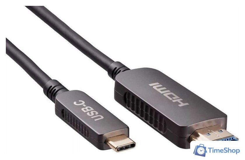 Кабель VCOM D3742CH-5 HDMI - USB 2 Type-C (5 м, черный/серый) - Изображение №4 — Интернет-магазин Time-Shop