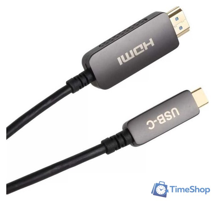 Кабель VCOM D3742CH-5 HDMI - USB 2 Type-C (5 м, черный/серый) - Изображение №6 — Интернет-магазин Time-Shop