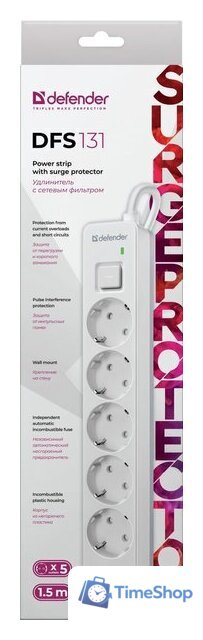 Сетевой фильтр Defender DFS 131 (1.5 м) - Изображение №6 — Интернет-магазин Time-Shop