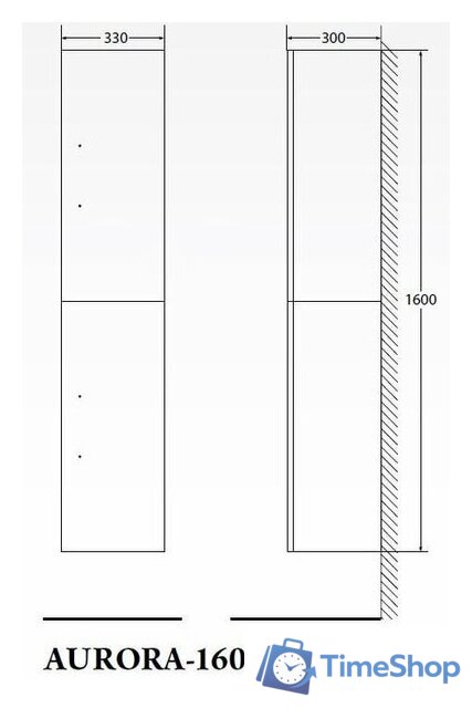  BelBagno Шкаф-пенал Aurora-1600-2A-SC-BL-P-L (bianco lucido) - Изображение №3 — Интернет-магазин Time-Shop