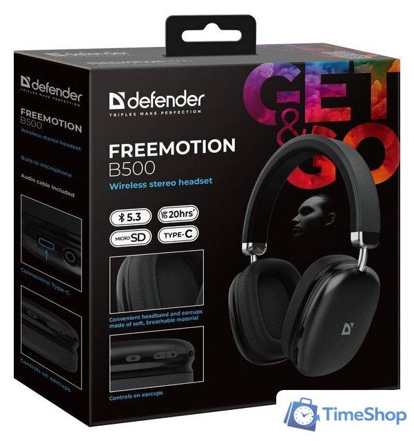 Наушники Defender FreeMotion B500 (черный) - Изображение №6 — Интернет-магазин Time-Shop