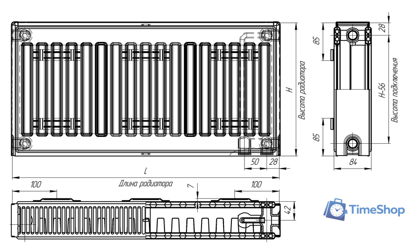 Стальной панельный радиатор Лидея ЛУ 21-505 500x500 - Изображение №5 — Интернет-магазин Time-Shop