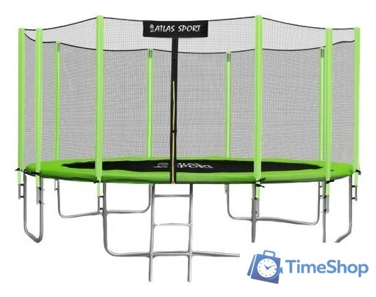 Батут Atlas Sport 465 см - 15ft Basic (с лестницей, внешняя сетка, зеленый) - Изображение №1 — Интернет-магазин Time-Shop