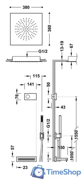 Душевая система  Tres Shower Technology 09288315Nm - Изображение №2 — Интернет-магазин Time-Shop