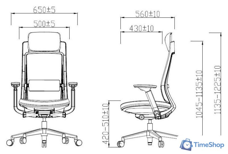 Офисное кресло SitZone E-VL002A-BS (сетка, ткань, пластик, серый) - Изображение №13 — Интернет-магазин Time-Shop